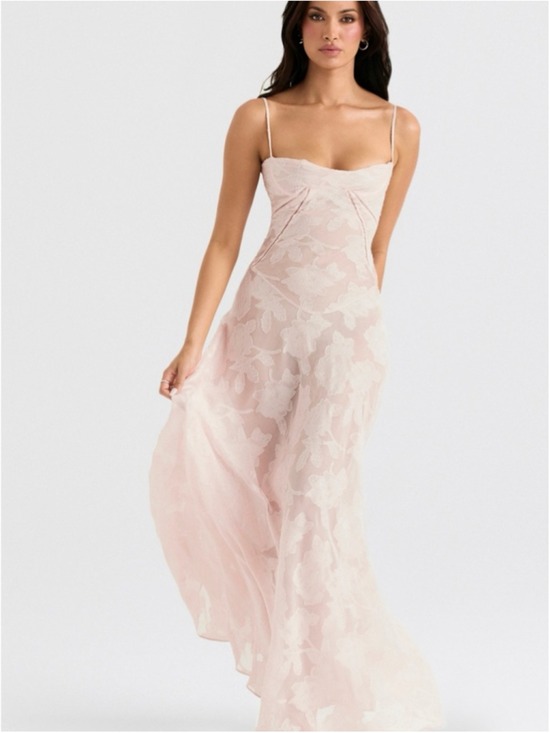 House of CB Dresses & Skirts - NWT House of Cb 'Seren' Soft Pink Floral Lace Back Maxi Dress Balletcore XL A/C